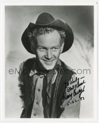6b789 HARRY CAREY JR. signed 8x10 REPRO still 1993 great close smiling portrait in cowboy outfit!
