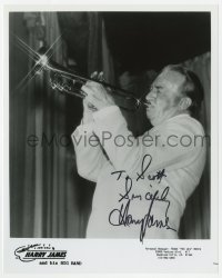 6b606 HARRY JAMES signed 8x10 music publicity still 1970s the band leader playing his trumpet!
