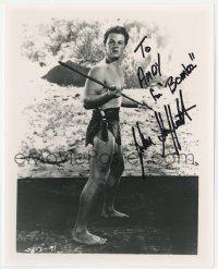 6b835 JOHNNY SHEFFIELD signed 8x10 REPRO still 1980s as Bomba the Jungle Boy in The Golden Idol!