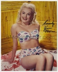 6b663 JUNE HAVER signed color 8x10 REPRO still 1980s super sexy portrait in two-piece swimsuit!