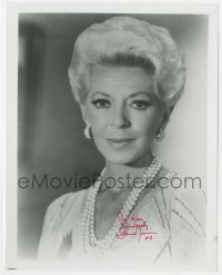 6b856 LANA TURNER signed 8x10 REPRO still 1983 sexy c/u with pearl necklace later in her career!