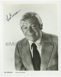 6b614 LES BROWN signed 8x10.25 music publicity still 1980s smiling portrait of the jazz musician!