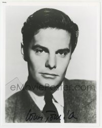 6b874 LOUIS JOURDAN signed 8x10 REPRO still 1980s great portrait of the French actor in suit & tie!
