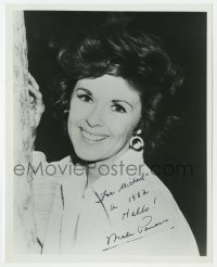 6b882 MALA POWERS signed 8x10 REPRO still 1982 great smiling close up leaning against a tree!