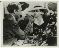 6b913 NOW, VOYAGER signed 8.25x10.25 REPRO still 1970s by BOTH smoking Bette Davis AND Paul Henreid!