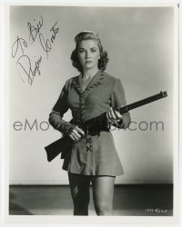 6b929 PHYLLIS COATES signed 8x10.25 REPRO still 1980s with rifle in Panther Girl of the Kongo!