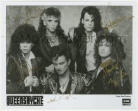 6b629 QUEENSRYCHE signed 8x10 publicity still 1990s by ALL FIVE heavy metal band members!
