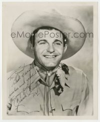 6b936 RAY CORRIGAN signed 8x10 REPRO still 1960 great portrait of the cowboy star wearing hat!