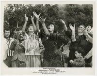 6b376 SOPHIA LOREN signed 8x10.25 still 1960 raising her arms to the sky with others in Two Women!