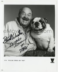 6b994 WILLIAM CONRAD signed 8x10 REPRO still 1980s smiling big next to his English bulldog Max!