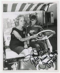 6b997 YVONNE CRAIG signed 8.25x10 REPRO still 1967 candid in costume as Batgirl driving golf cart!