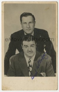 6b401 BUD ABBOTT signed 4x6 photo 1940s great portrait with his partner in comedy, Lou Costello!