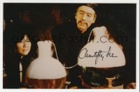 6b402 CHRISTOPHER LEE signed 4x6 photo 1990 as Asian Dr. Fu Manchu in his laboratory!