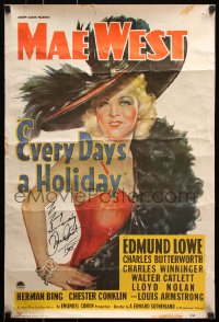 6b005 MAE WEST signed 20x29 commercial poster 1975 sexy artwork for Every Day's a Holiday!