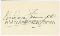 6b468 BARBARA STANWYCK signed 3x5 index card 1980s it can be framed & displayed with a repro still!