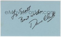 6b476 DAVE CLARK signed 3x5 index card 1980s it can be framed & displayed with a repro still!