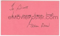 6b484 ELLEN DREW signed 3x5 index card 1980s it can be framed & displayed with a repro still!
