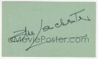 6b485 ELSA LANCHESTER signed 3x5 index card 1980s it can be framed & displayed with a repro!