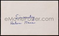 6b492 HELEN KANE signed 3x5 index card 1980s it can be framed & displayed with included postcards!
