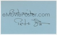 6b519 PETER FONDA signed 3x5 index card 1980s it can be framed & displayed with a repro still!
