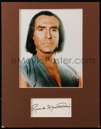 6b062 RICARDO MONTALBAN signed 2x5 index card in 11x14 display 1980s ready to hang on your wall!
