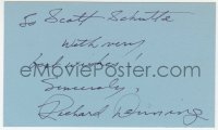 6b522 RICHARD DENNING signed 3x5 index card 1980s it can be framed & displayed with a repro still!