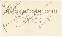 6b525 SHELLEY DUVALL signed 3x5 index card 1983 it can be framed & displayed with a repro still!