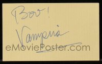 6b531 VAMPIRA signed 3x5 index card 1980s can be framed & displayed with included magazine!