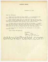 6b119 ANTHONY PERKINS signed letter 1957 saying Fear Strikes Out is his favorite of his movies!