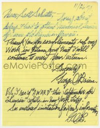 6b122 GEORGE O'BRIEN signed letter 1979 telling of receiving an award for Sunrise from Cinephiles!