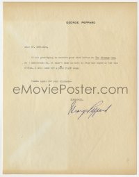6b123 GEORGE PEPPARD signed letter 1957 being praised for The Strange One, his first movie!