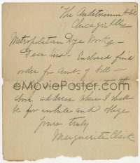 6b130 MARGUERITE CLARK signed letter 1920s enclosing payment for a debt & asking for a receipt!