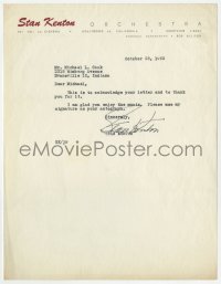 6b134 STAN KENTON signed letter 1953 telling a fan to use his signature as his requested autograph!