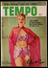 6b201 LILI ST. CYR signed digest magazine January 25, 1954 on the cover of Tempo!