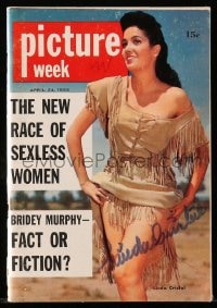 6b204 LINDA CRISTAL signed digest magazine April 24, 1956 she's on the cover of Picture Week!