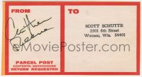 6b216 CHRISTOPHER REEVE signed 3x6 address label 1970s sending autographed item to one of his fans!
