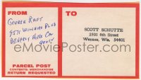 6b219 GEORGE RAFT signed 3x6 address label 1970s sending autographed item to one of his fans!