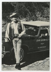 6b420 JOHN BROMFIELD signed 4x5 photo 1980s great portrait of Mr. Sportsman by his cool car!