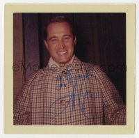 6b433 PERRY COMO color signed 4x4 color photo 1980s great smiling close up of Mr. Relaxation!