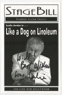 6b103 LESLIE JORDAN signed playbill 2004 when he performed live in Like a Dog on Linoleum!