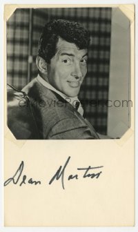 6b183 DEAN MARTIN signed postcard 1960s with youthful portrait looking over his shoulder!