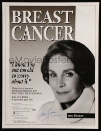 6b037 JEAN SIMMONS signed 15x20 special poster 1990 advertising breast cancer awareness campaign!