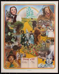 6b047 WIZARD OF OZ signed 24x30 art print 1977 by Tin Man Jack Haley AND Scarecrow Ray Bolger!