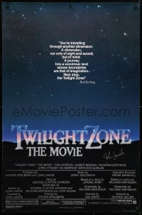 6b025 TWILIGHT ZONE signed 1sh 1983 by director John Landis, from classic Rod Serling TV series!