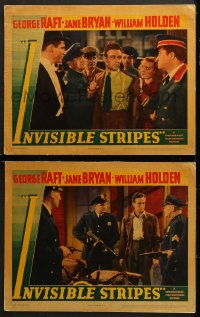 6c938 INVISIBLE STRIPES 2 LCs 1939 great images of William Holden in both with sexiest Jane Bryan!