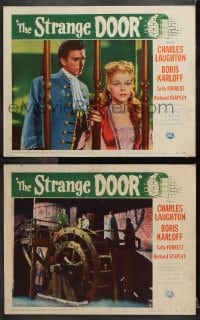 6c985 STRANGE DOOR 2 LCs 1951 great images of Charles Laughton & sexy Sally Forrest!