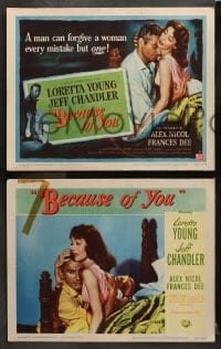 6c062 BECAUSE OF YOU 8 LCs 1952 Jeff Chandler can't forgive Loretta Young for THIS mistake!