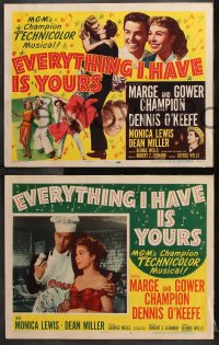 6c187 EVERYTHING I HAVE IS YOURS 8 LCs 1952 great images of Marge & Gower Champion, dancing!