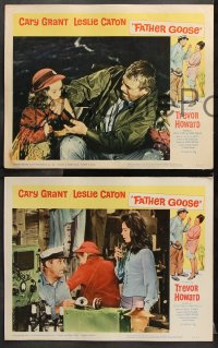 6c631 FATHER GOOSE 7 LCs 1965 cool images of grizzled sea captain Cary Grant & pretty Leslie Caron!
