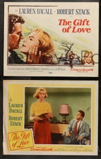 6c236 GIFT OF LOVE 8 LCs 1958 cool images of pretty Lauren Bacall & Robert Stack!
